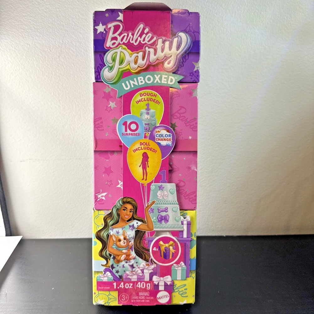 Barbie Party Unboxed Pet‎ Birthday Surprise Playset with 10 Fun Surprises